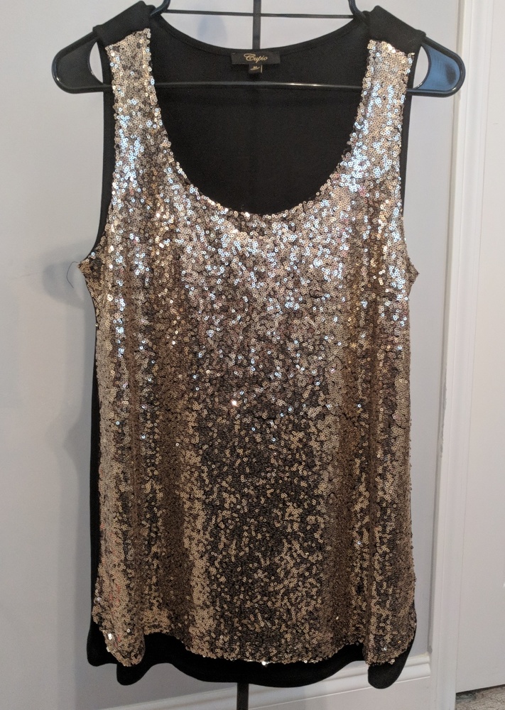 Gold Sequins sleeveless tank